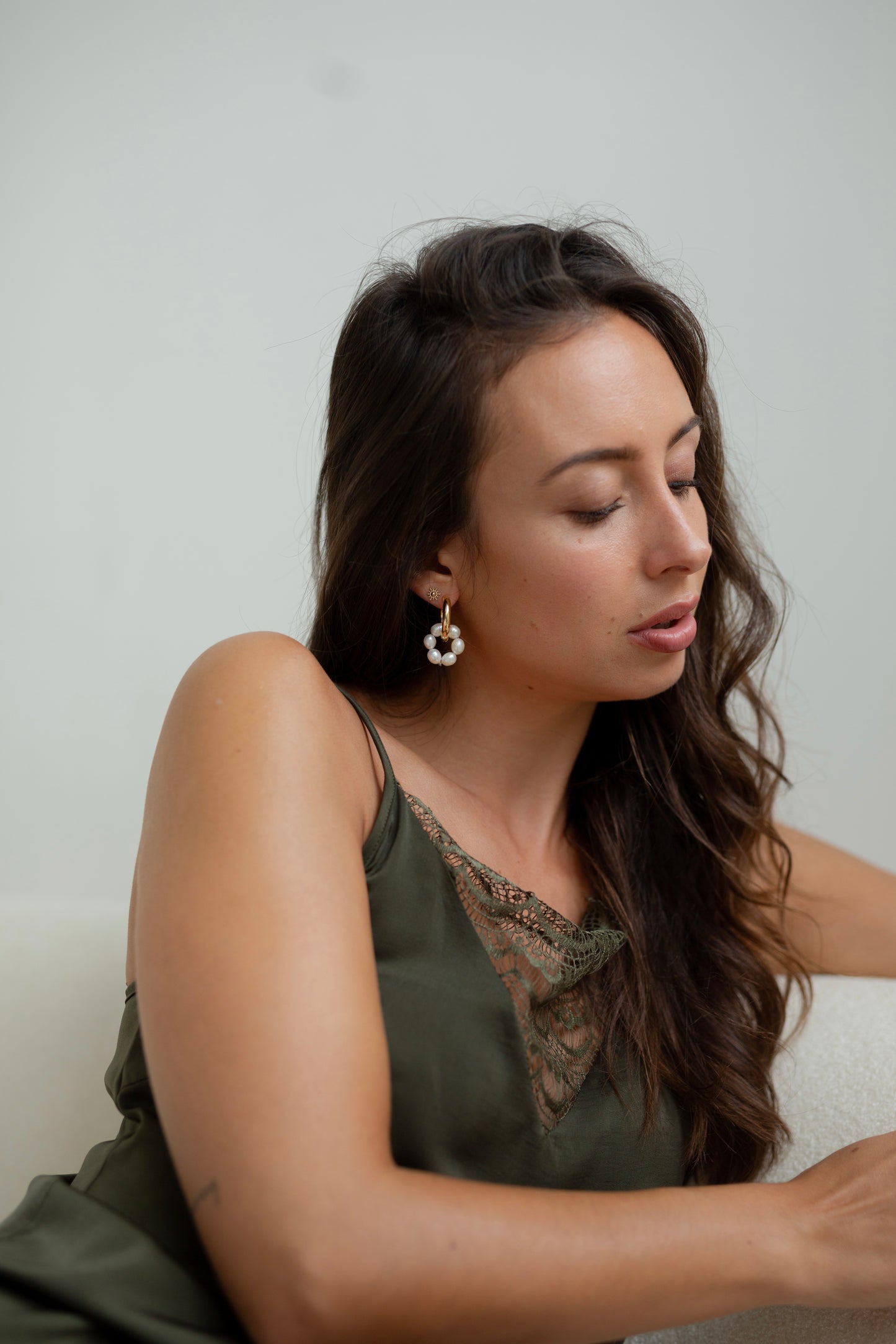 SET - HOOPS PURE mit ANHÄNGER PEARL