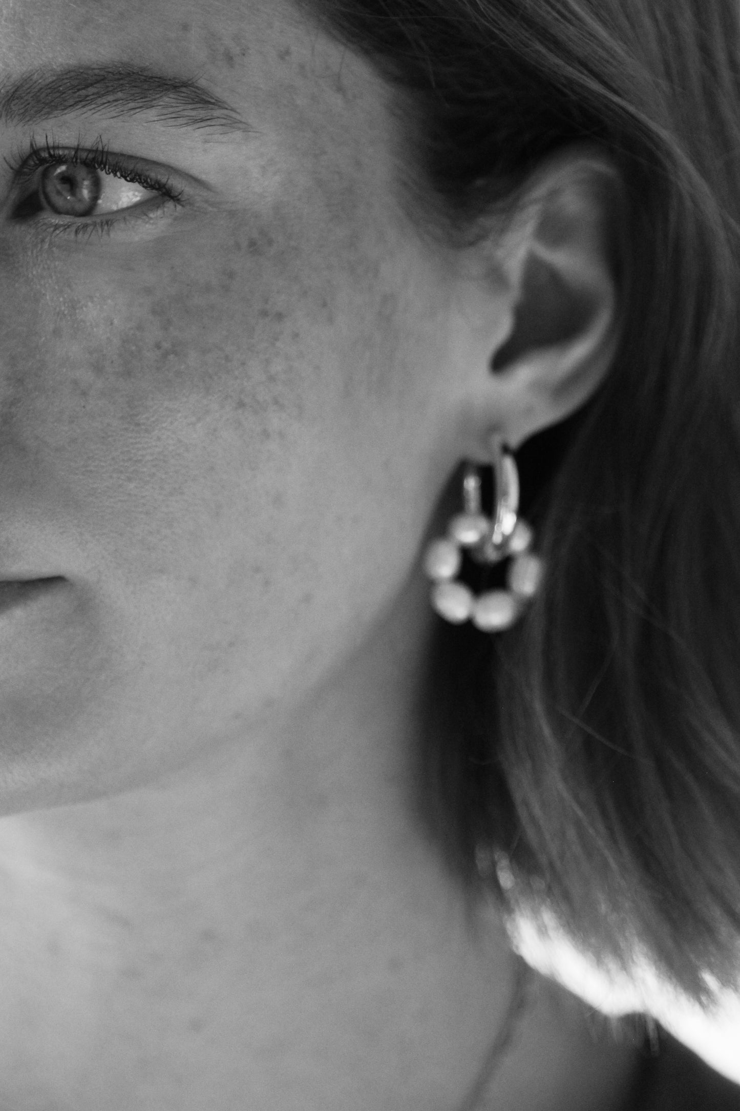 SET - HOOPS PURE mit ANHÄNGER PEARL