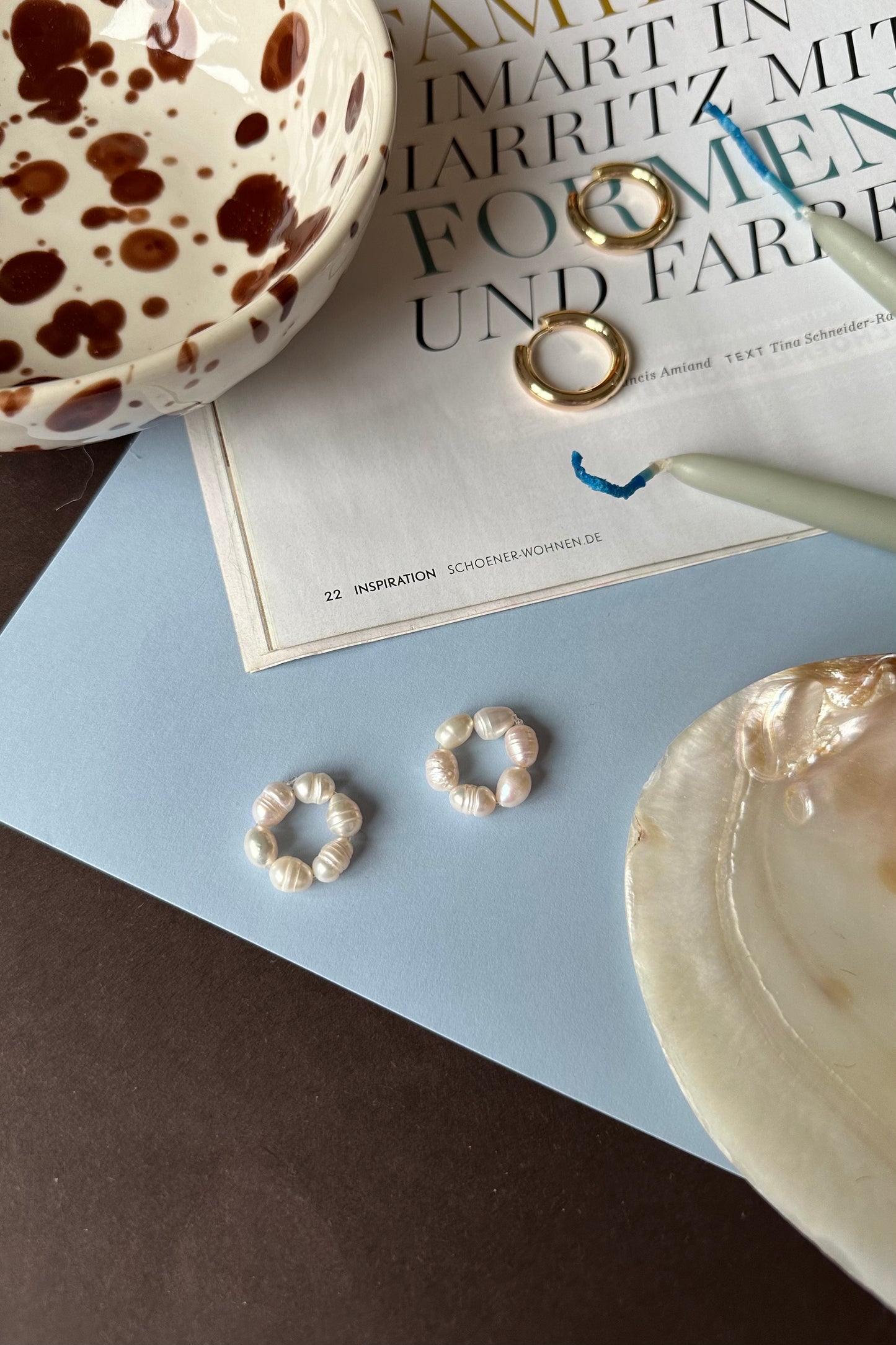 SET - HOOPS PURE mit ANHÄNGER PEARL